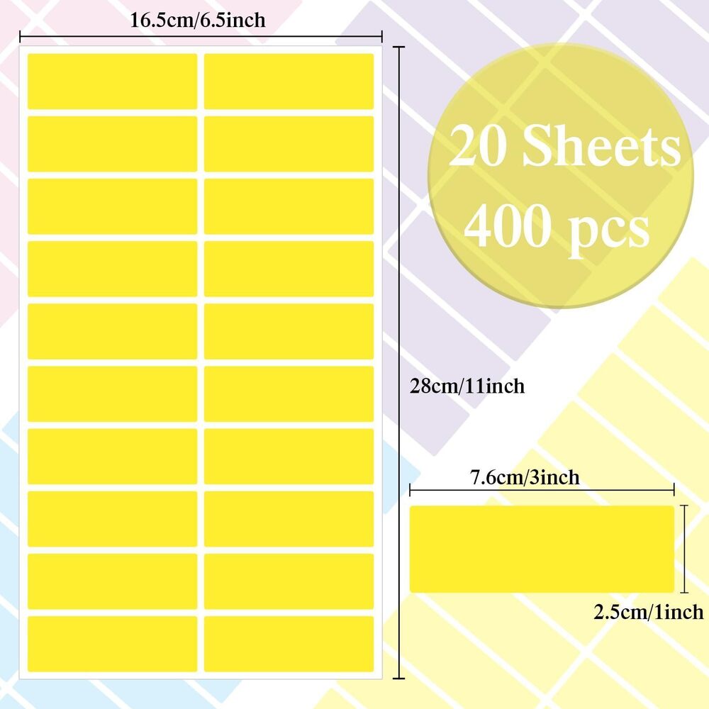 8573 Color Coding Labels,400 PCS 1" x 3" Yellow Rectangular Colored Labels - Picture 2 of 6